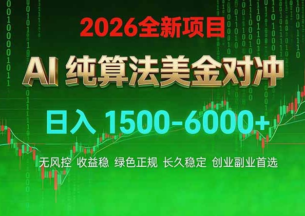 2026 全新美金对冲项目，不套平台赠金，不封号，纯算法，日入 1500-6000+