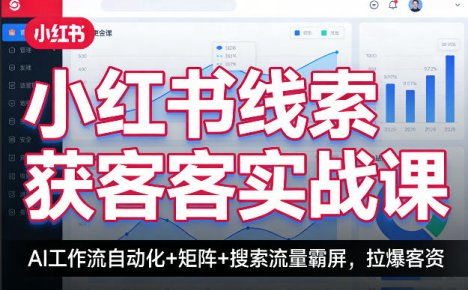 小红书线索获客实战课，AI工作流自动化+矩阵+搜索流量霸屏，拉爆客资