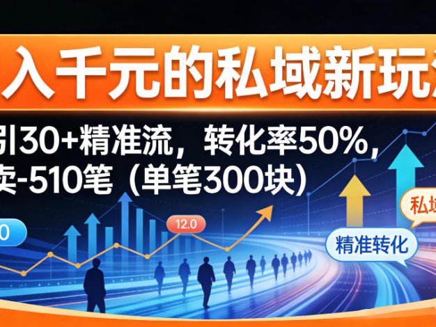 日入千米的私域新玩法：日引30＋精准流，转化率50%，日卖5-10笔(单笔300米)