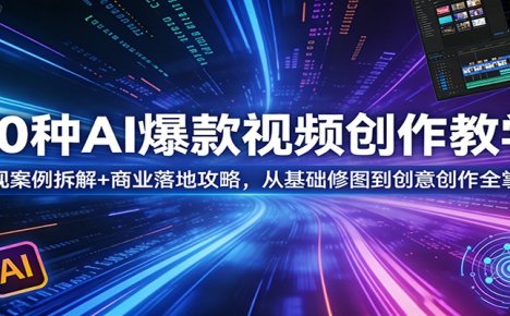 50种AI爆款视频创作教学：影视案例拆解+商业落地攻略，从基础修图到创意创作全掌握