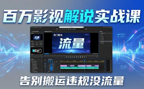 百万影视解说实战课：告别搬运违规没流量，AI文案+配音+剪映，做出能上热门的解说视频