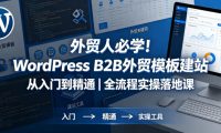 外贸人必学！WordPress B2B外贸模板建站从入门到精通｜全流程实操落地课